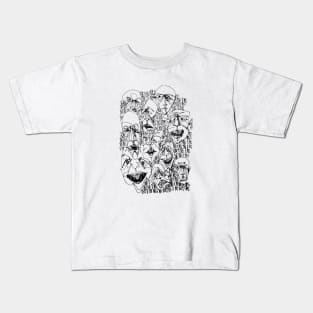 Multiple faces #6 - Psychedelic Ink Drawing with Art Style Kids T-Shirt